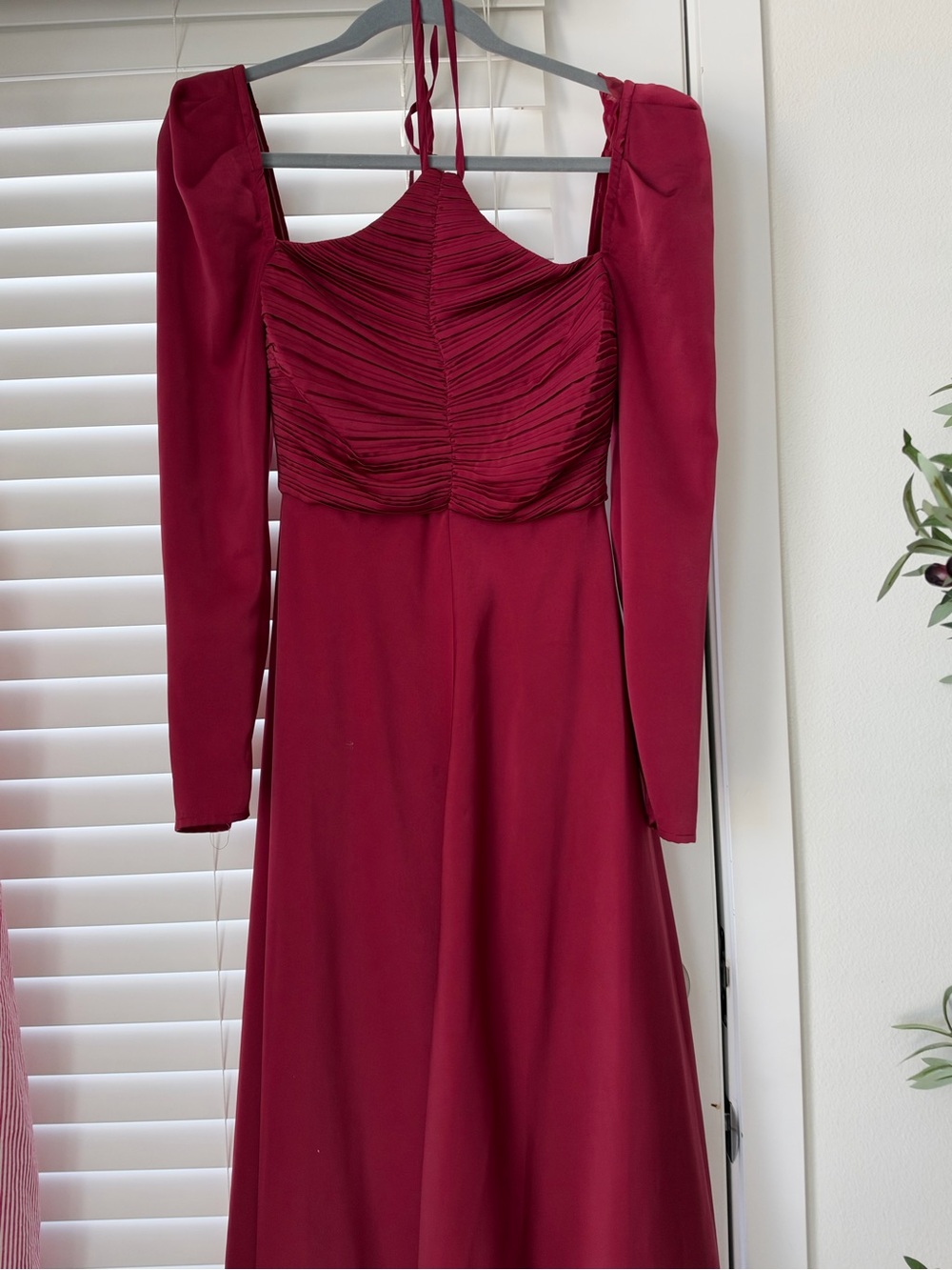 ASTR Burgundy Long Sleeve Evening Dress